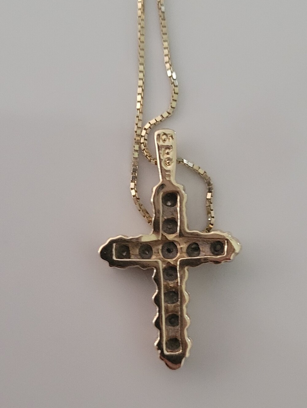 10k Yellow Gold and Diamond Cross Pendant ONLY - Women's Religious Jewelry - Picture 5 of 7